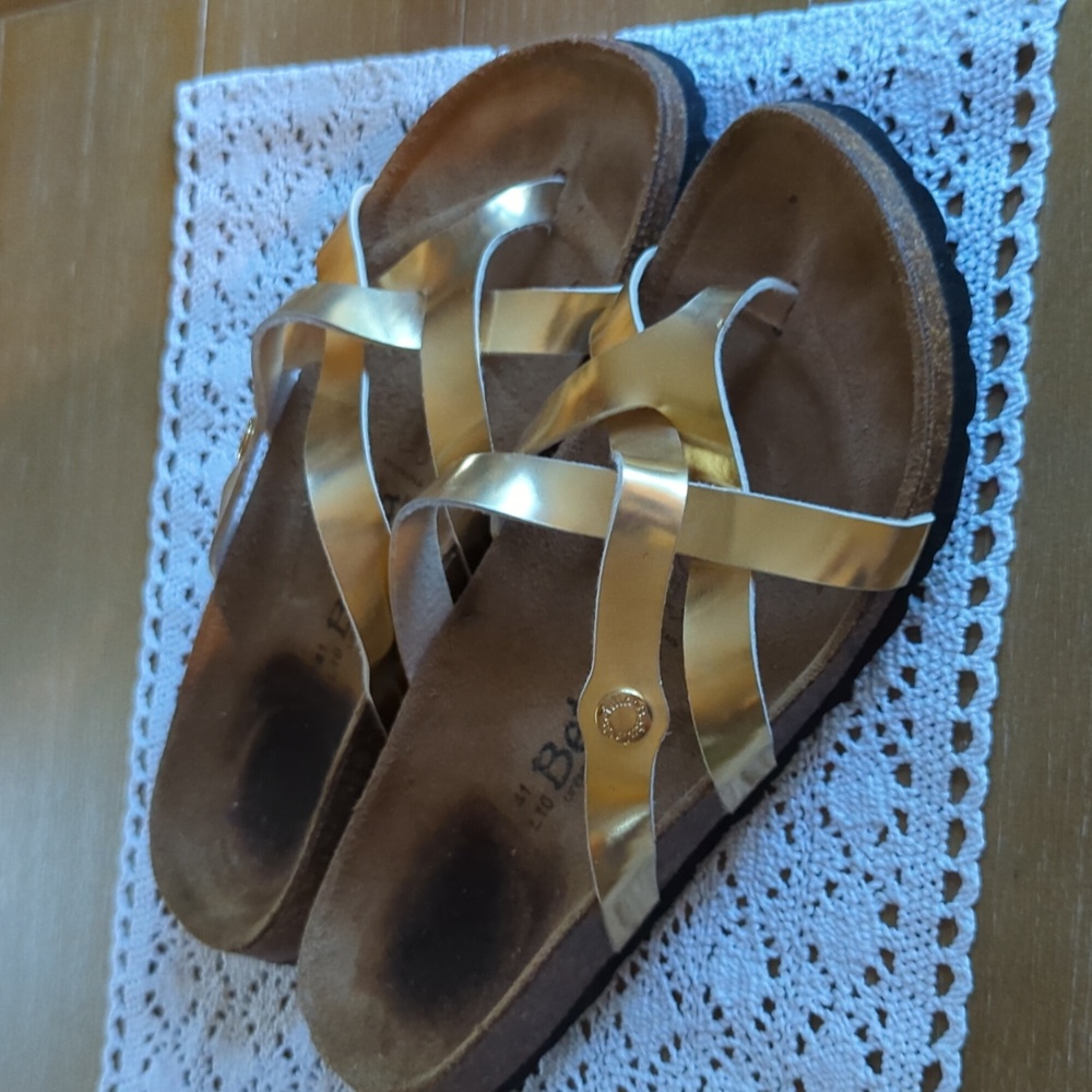 Birkenstock Betula VINJA Women's Size 41 10 Gold Patent Sandals Strappy Shoe